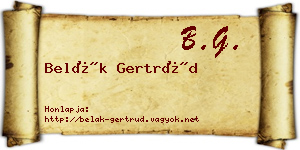 Belák Gertrúd névjegykártya